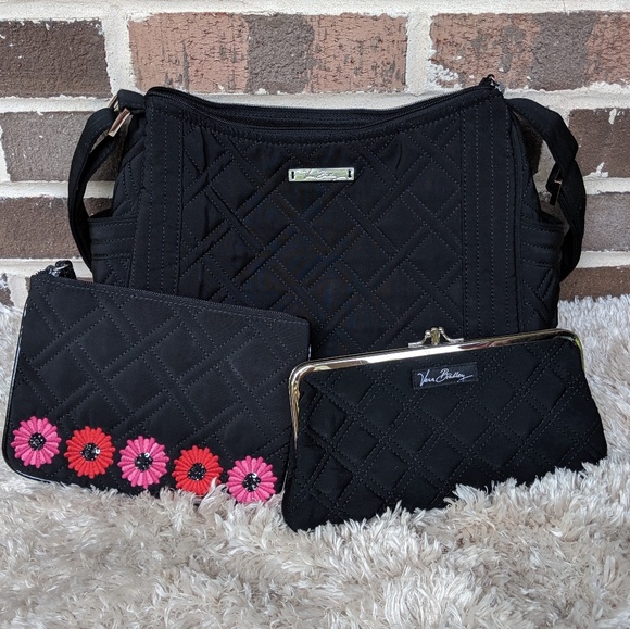 Vera Bradley Handbags - Like New Black Vera Bradley Set of 3